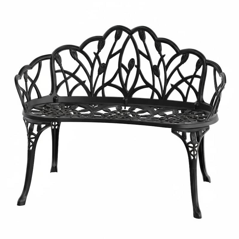 Sleek Aluminum Outdoor Loveseat for Modern Patios - Black