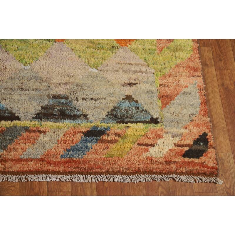 Trellis Moroccan Oriental Area Rug Handmade Multi-Color Wool Carpet - 6'9" x 10'0"