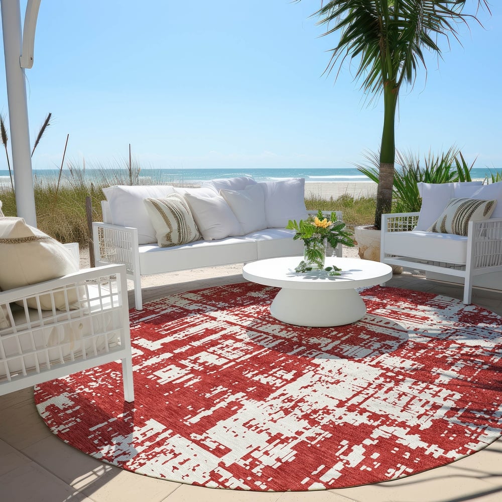 Machine Washable Indoor/ Outdoor Chantille Solid Abstract Rug