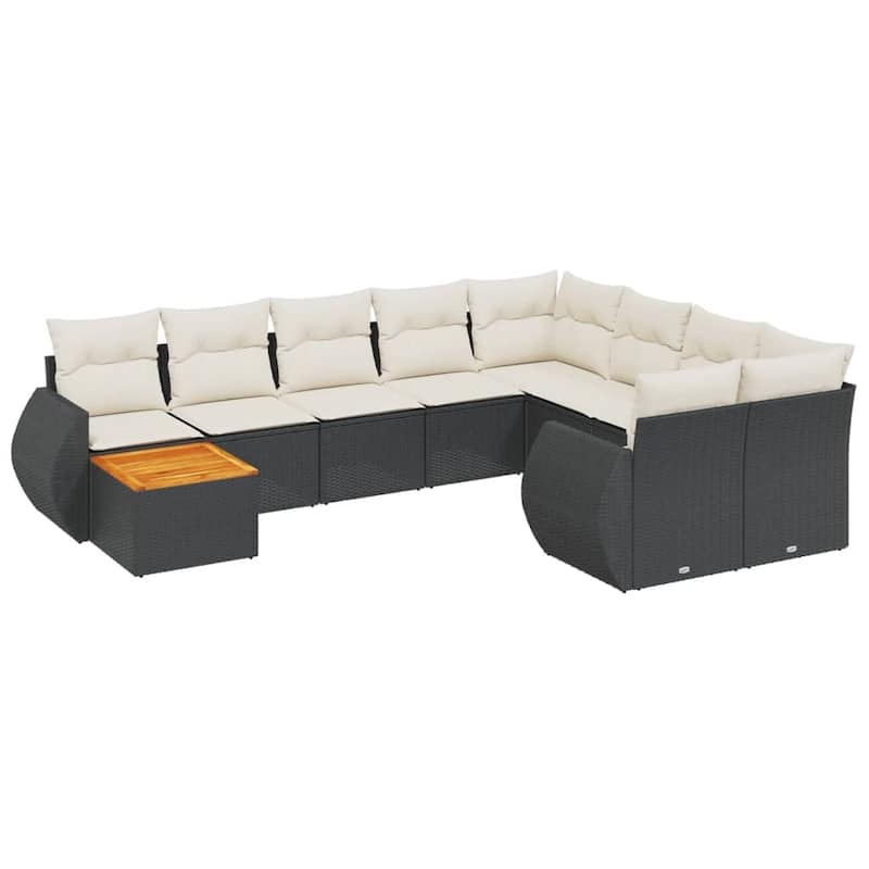 vidaXL Patio Sofa Set with Cushions Outdoor Furniture 10 Piece Poly Rattan