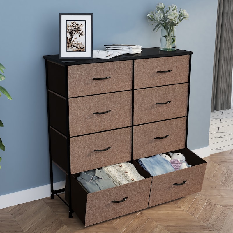 Modern Wide Dresser Storage Tower with 8 Drawers