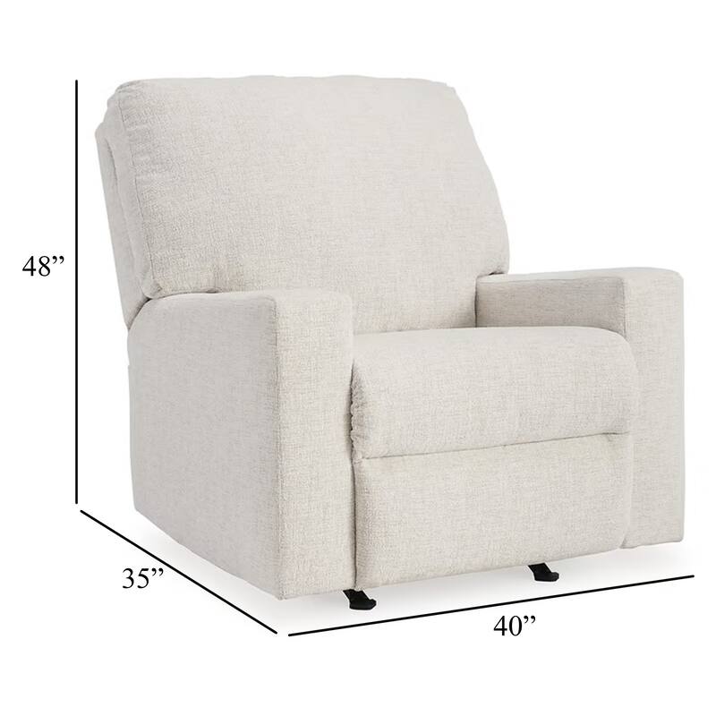 Anise Manual Rocker Recliner Chair, Pull Tab, Snow White Polyester