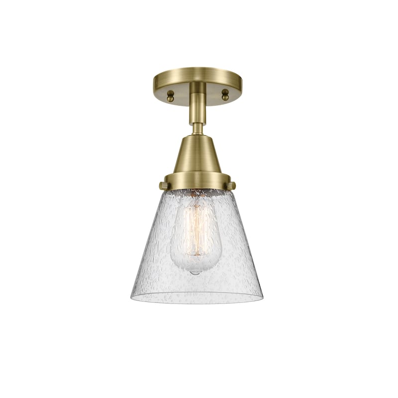 Innovations Lighting Caden Cone - 1 Light 6" Flush Mount - Antique Brass/Seedy