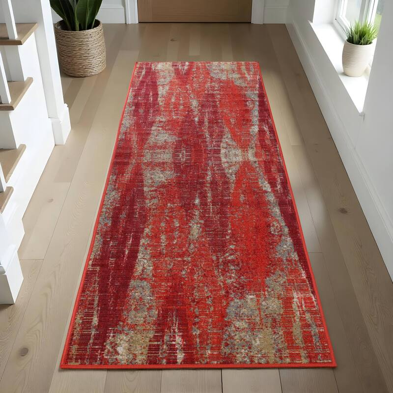 Superior Brayton Modern Non-Slip Washable Indoor Runner or Area Rug - 2' 7" x 8' - Orange