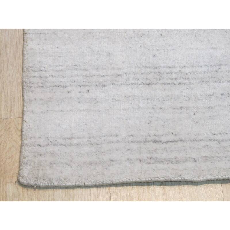Ivory Handmade Wool & Viscose Transitional Urban Rug, 8' x 10', Soft Elegant Floor Covering - L
