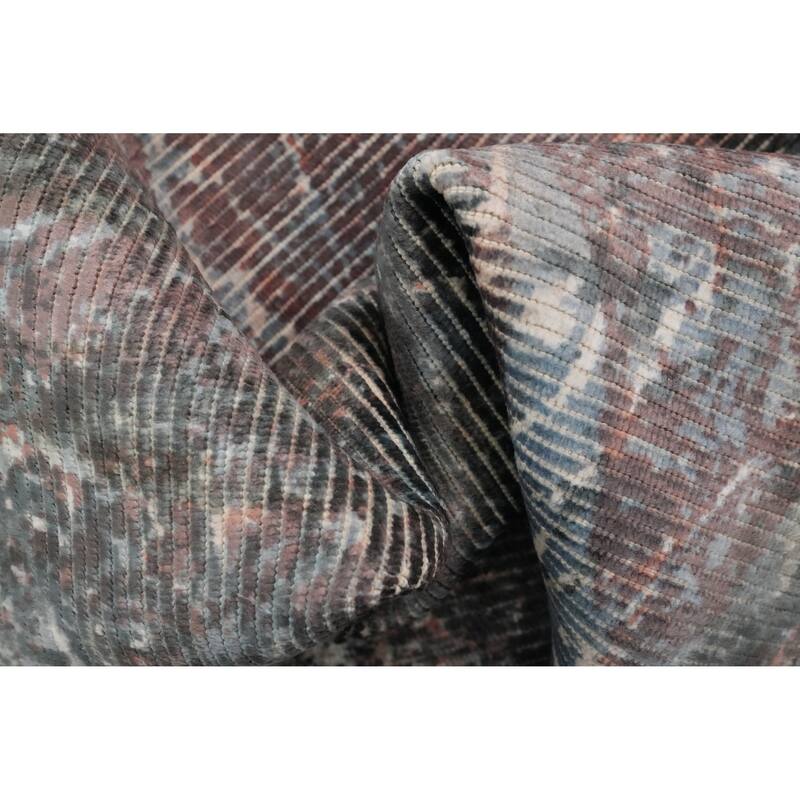 Hand Knotted Oriental Viscose Silk Carpet Modern Abstract Oranges & Rust Abstract Area Rug - 7' 10'' X 5' 6''