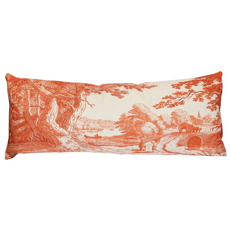 StyleCraft Reverie Toile Pillow - 36" x 14" - Persimmon, Ivory
