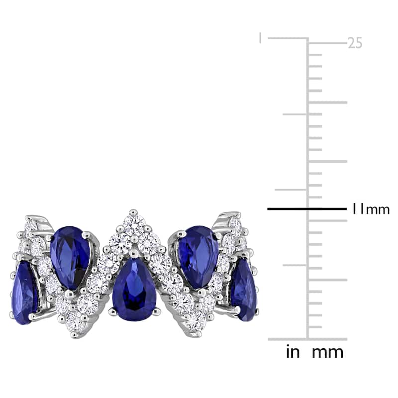 Miadora 3 1/2ct TGW Created Blue Sapphire 7/8ct TW Lab-Grown Diamond Ring Sterling Silver