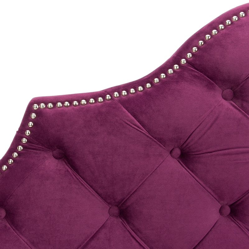 SAFAVIEH Rayna Grey Upholstered Tufted Headboard - Silver Nailhead (Full)