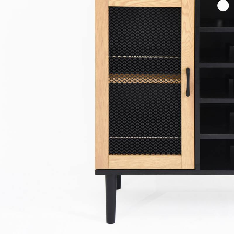 Kitchen Pantry Cabinet with Storage Doors, Coffee Bar Cabinet with Power Outlet, Buffet Sideboard Cabinet with Wine Rack