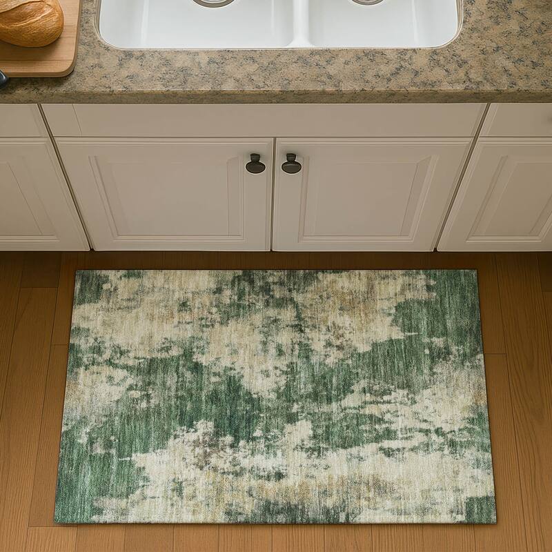 Premium Washable Super Soft Abstract Casual Mayfield Rug - Fern - 1'8" x 2'6"