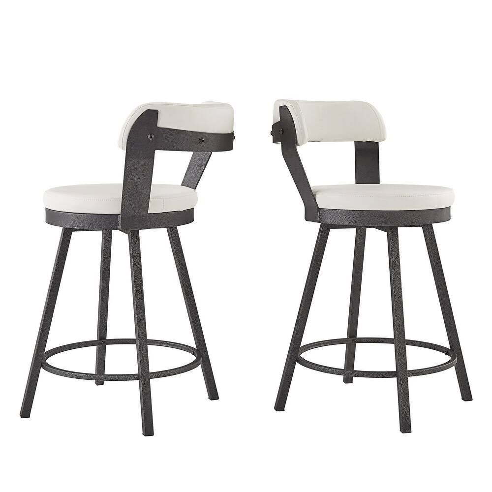 Harley Faux Leather Graphite Grey Metal Swivel Stools (Set of 2) by iNSPIRE Q Modern
