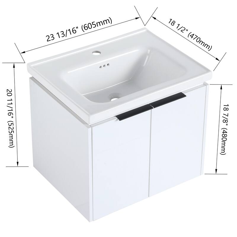 ARTCHIRLY 24/36/48/60/72/84 Inch Bathroom Vanity with Sink, Floating Bathroom Vanity with Soft Close Door and Shelf