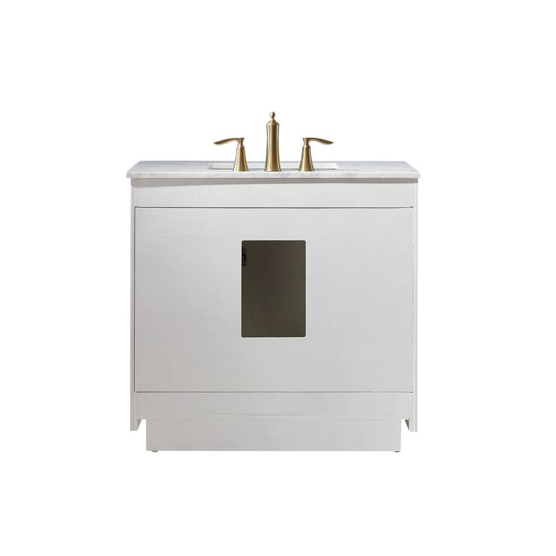 Altair Ivy Single Bathroom Vanity Set and Carrara White Countertop with Mirror