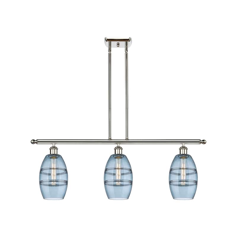 Innovations Lighting 516-3I-9-36 Vaz Linear Vaz 3 Light 36" Wide - Polished Nickel / Blue