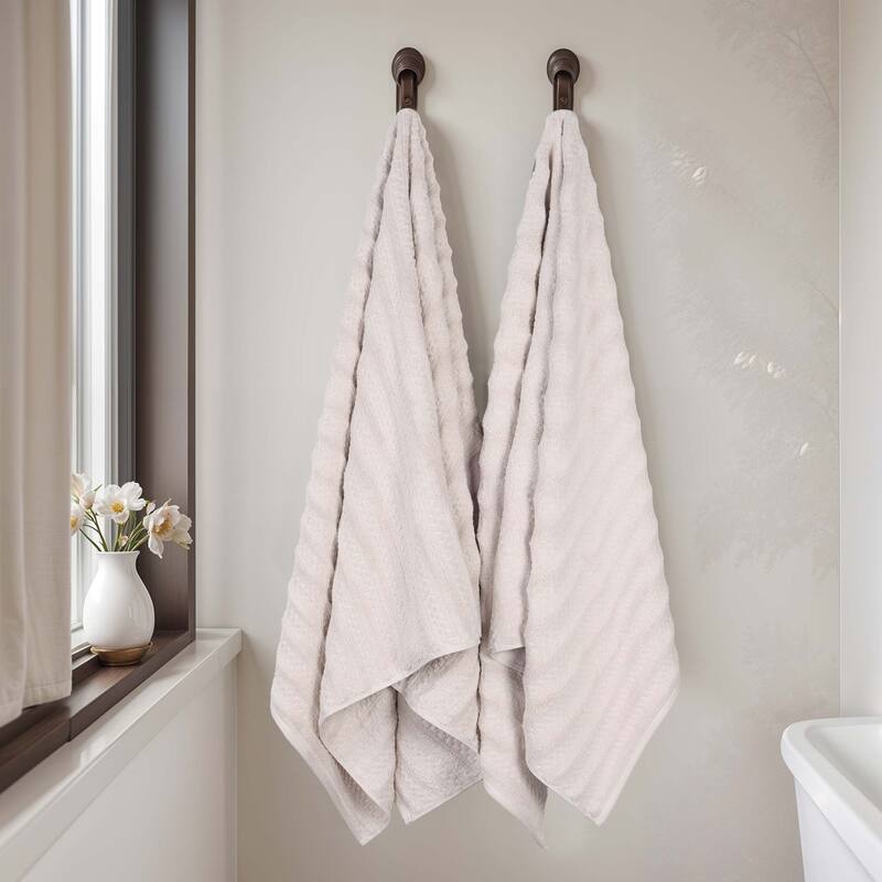Superior Zuma Zero Twist Cotton Medium Weight Soft Absorbent Bath Sheets, Set of 2