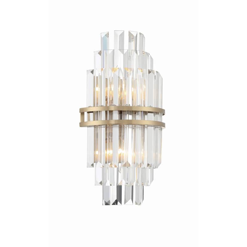 Hayes 2 Light Aged Brass Wall Mount - 7.5"W x 14.25"H x 4.75"D