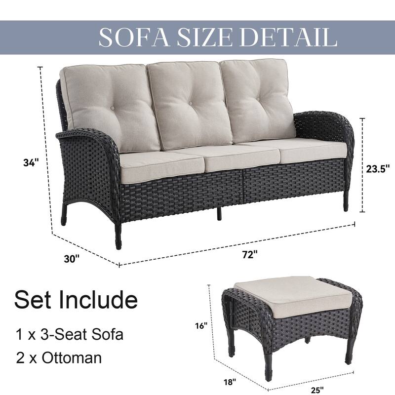 Pocassy Patio Outdoor Sofa Swivel Chairs with Ottman Table Set