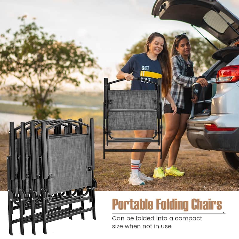 Costway Patio Folding Dining Chairs Set of 4 with Cozy Seat Fabric & - See Details