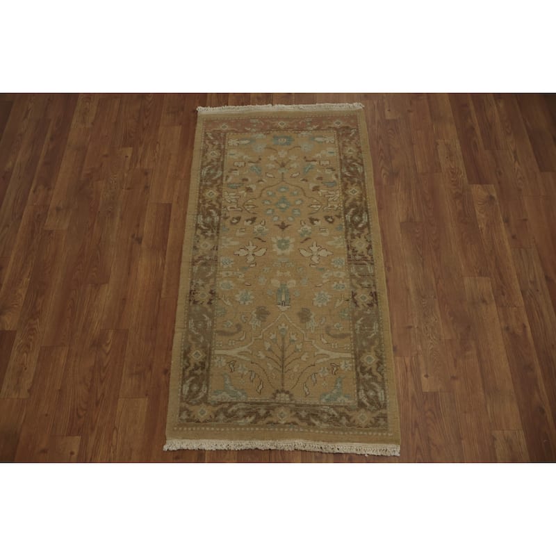 Hand Knotted Oriental 100% Wool Carpet Traditional All-Over Brown Ziegler Area Rug - 3' 10'' X 2' 1''