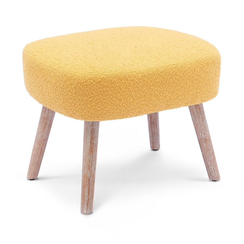 Boucle Polyester Upholstered Ottoman - Stain Resistant