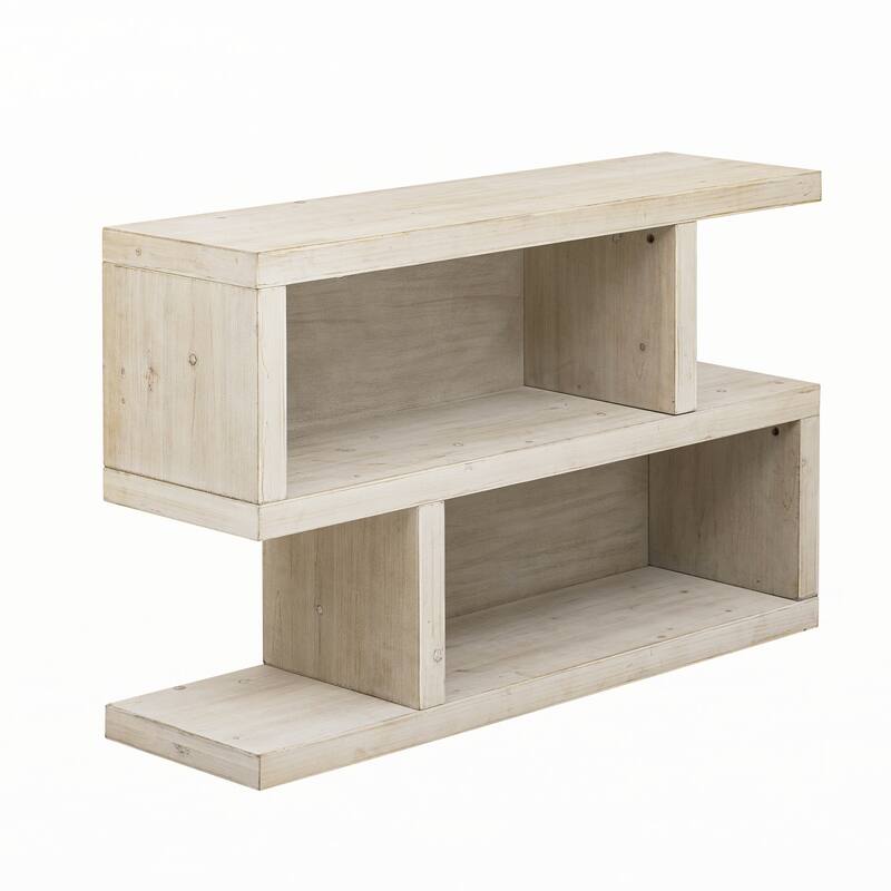 Retro Entryway Table with 2-Tier Open Shelf(Natural)