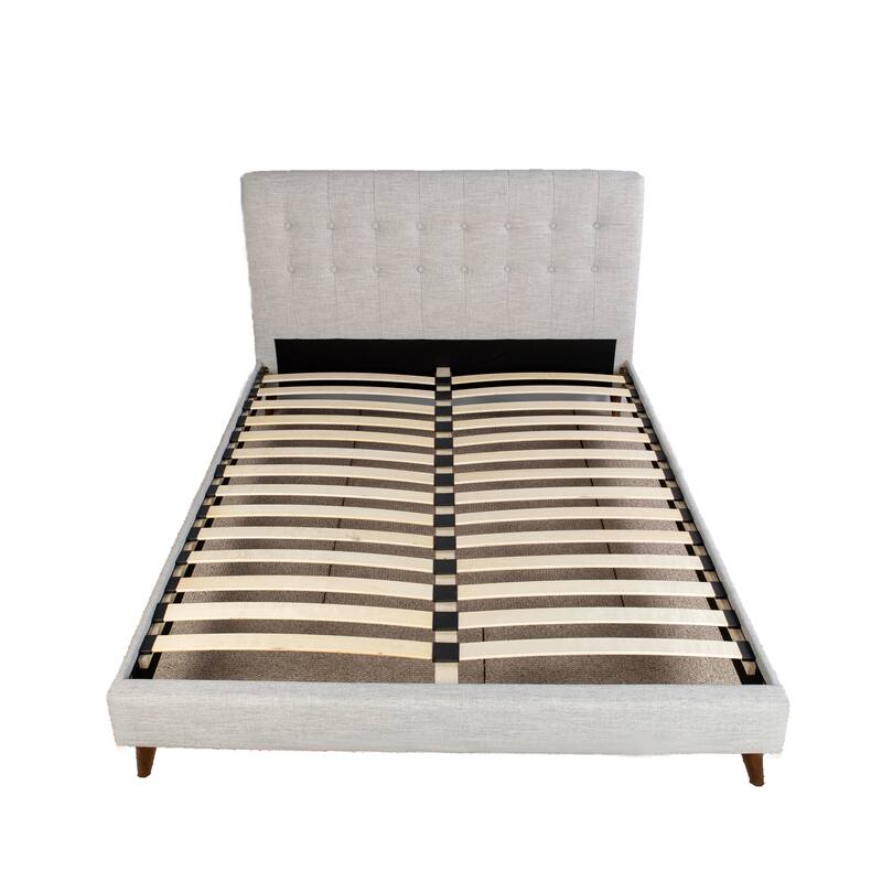 Queen Size Polyester Upholstered Platform Bed Set with Includes 2 Nightstands