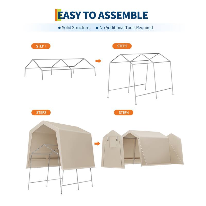 7x10 FT Portable Outdoor Storage Shed with 2 Roll-Up Zipper Doors & Vents, 240G Heavy-Duty Shelter Waterproof PE Tarp