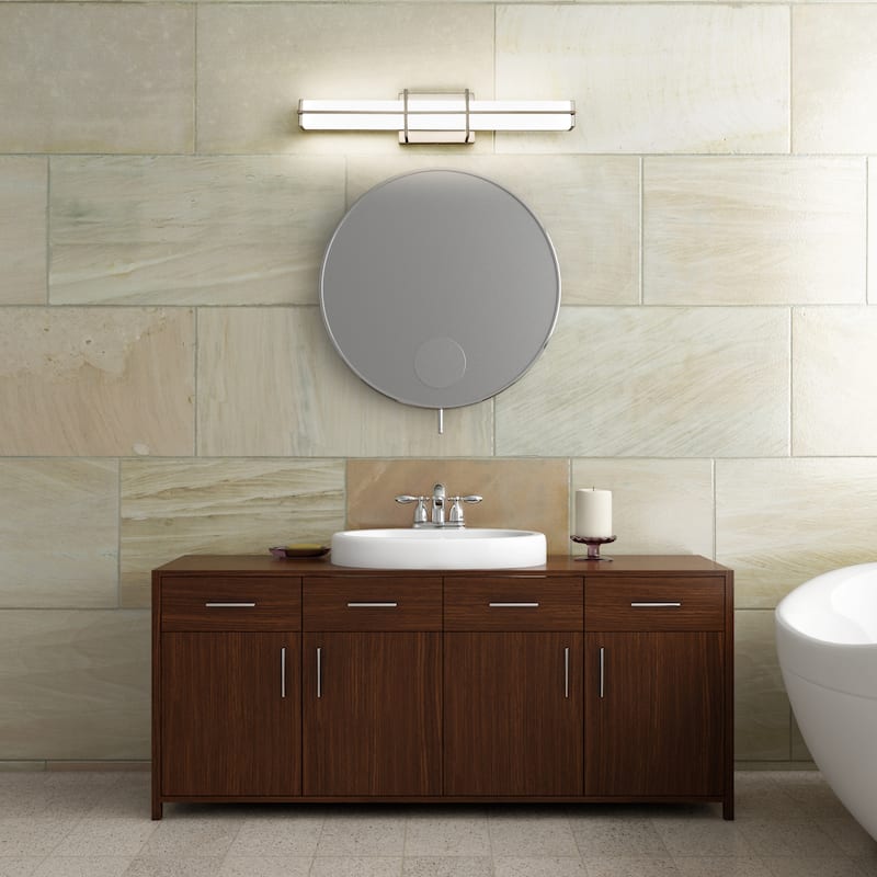 Harrison by Z-Lite 1 Light Vanity in Brushed Nickel with Frosted Plastic Shade - Brushed Nickel