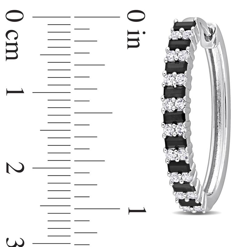 Miadora 2 1/2ct TGW Black Spinel and Created White Sapphire Hoop Earrings Sterling Silver