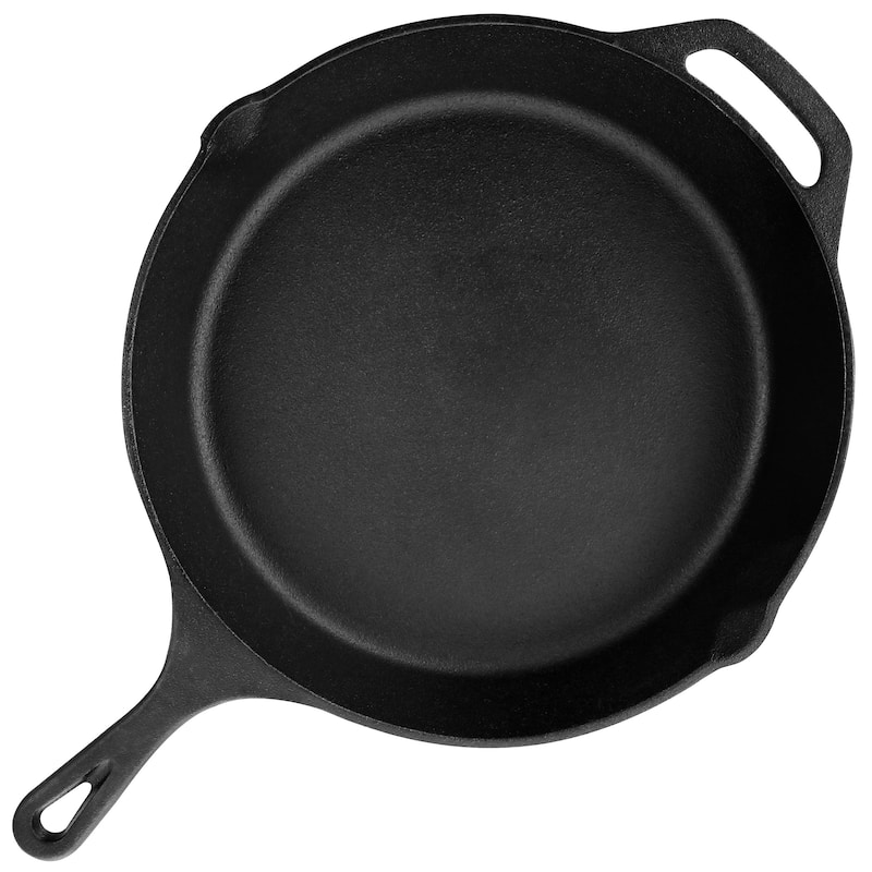 MegaChef 12 Inch Round Preseasoned Cast Iron Frying Pan in Black - 12 Inch