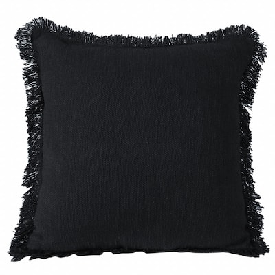 HomeRoots 20" X 20" Jet Black 100% Cotton Zippered Pillow
