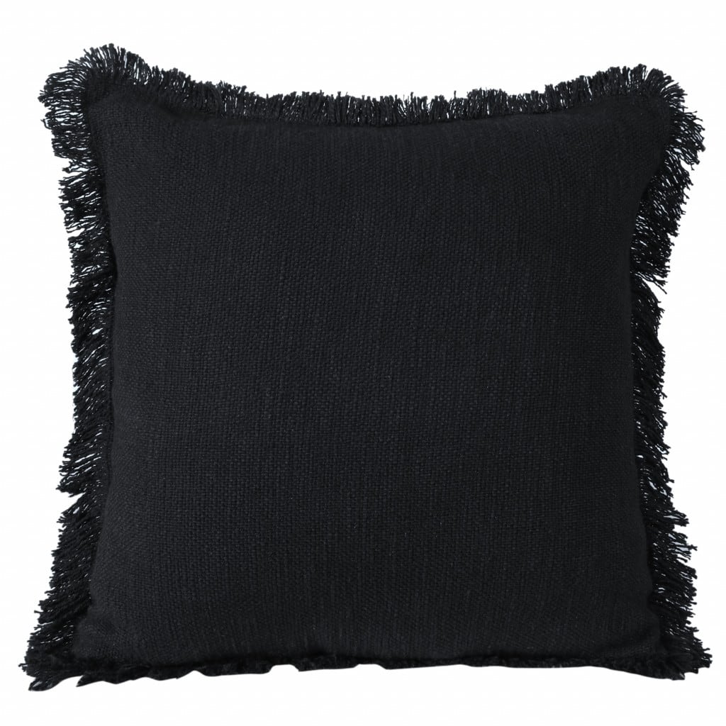 HomeRoots 20" X 20" Jet Black 100% Cotton Zippered Pillow