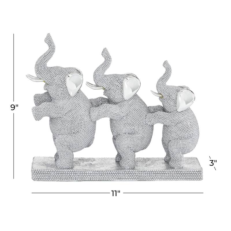 Polystone Elephant Decorative Sculpture - Silver - Roche River Decor