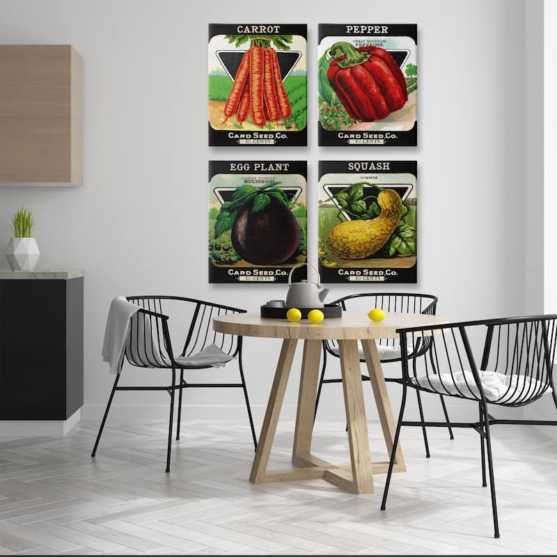 Stupell Vintage Farm Garden Vegetables Canvas Wall Art Design By Lil' Rue (Set of 4)