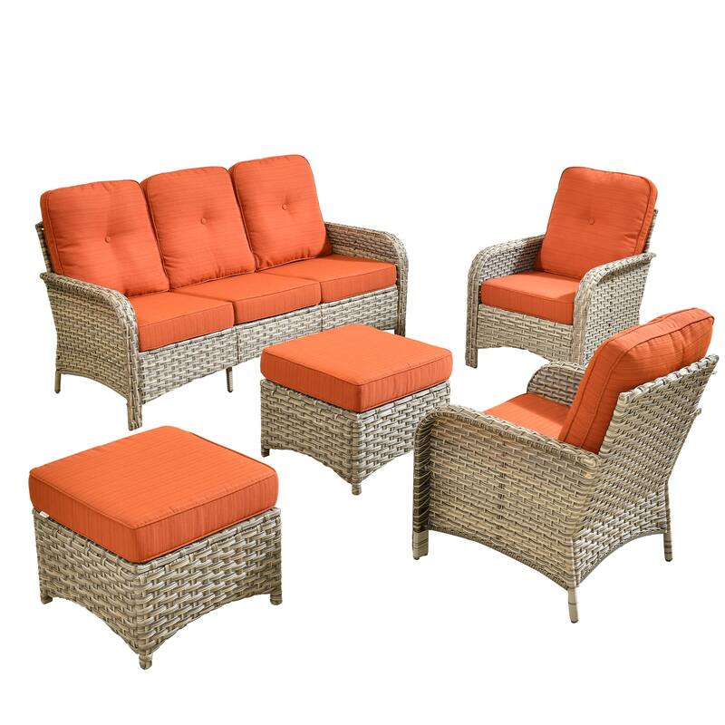 XIZZI Outdoor Patio Furniture Conversation Set with Fire Table