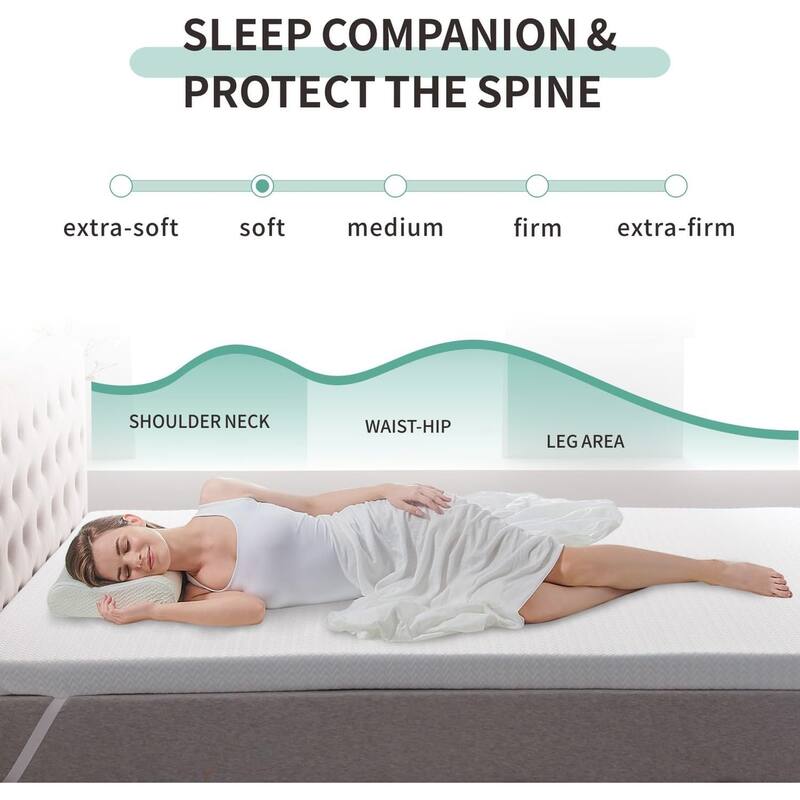 3 in. Gel Memory Foam Cooling Mattress Topper with Removable and Washable Cover - White