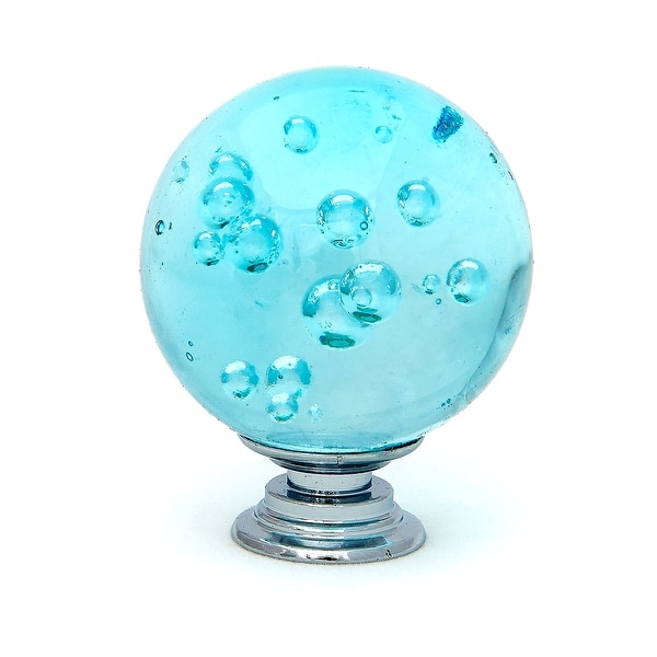 Aqua Blue Bubble Crystal Glass 1" Round Knobs- Pack of 6. Opens flyout.