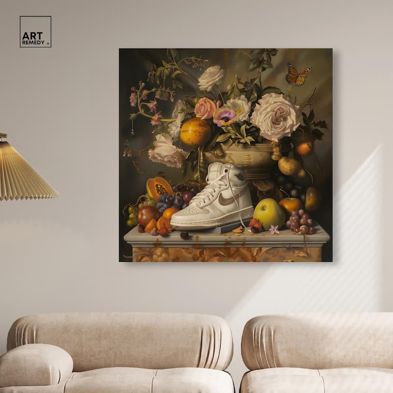 Classical Still Life Sneaker Canvas by Art Remedy, Gallery Wrapped