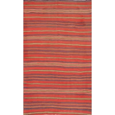 Hand Woven Oriental 100% Wool Carpet Southwestern Geometric Oranges & Rust Kilim Area Rug - 7' 9'' X 4' 9''