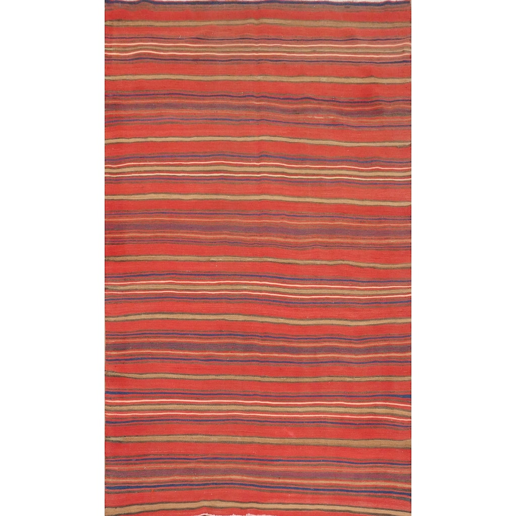 Hand Woven Oriental 100% Wool Carpet Southwestern Geometric Oranges & Rust Kilim Area Rug - 7' 9'' X 4' 9''
