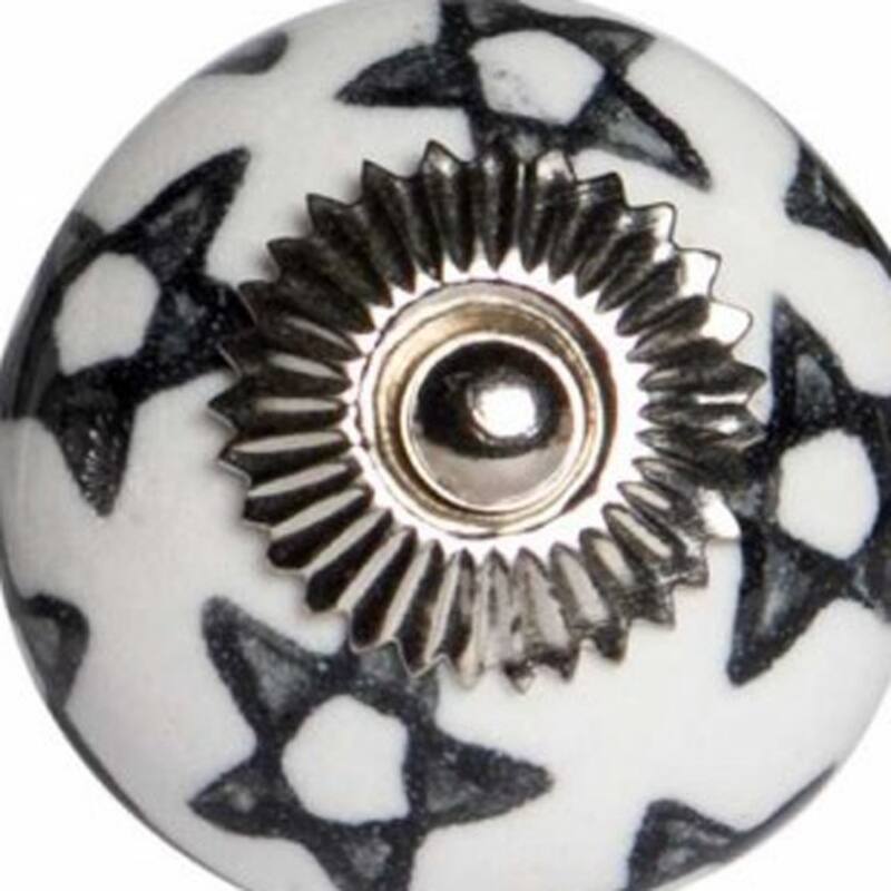 12 Pack Ceramic Round Drawer Knobs with Silver Finish and Flower Design Cabinet Pull Handles - 1.5" X 1.5" X 1.5"