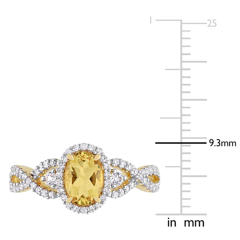 Miadora 10k Yellow Gold Citrine, White Sapphire and 1/3ct TDW Diamond Halo Infinity Ring
