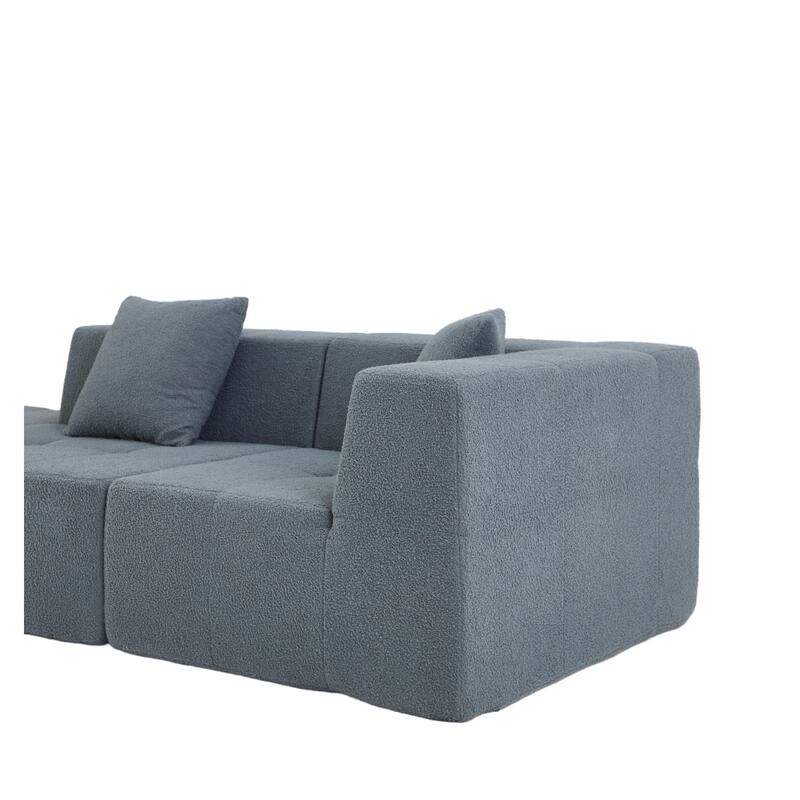 Modern Modular Sectional Sofa, Armless Floor Couch with Removable Back Cushions for Apartment and Living Room