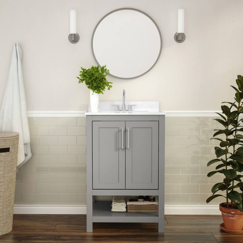Bathroom Vanity with Undermount Sink and Open Storage Shelf