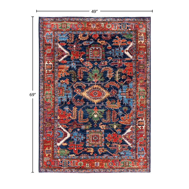 Serapi One-of-a-Kind Hand-Knotted Area Rug - Blue - 4' 1" x 5' 9"