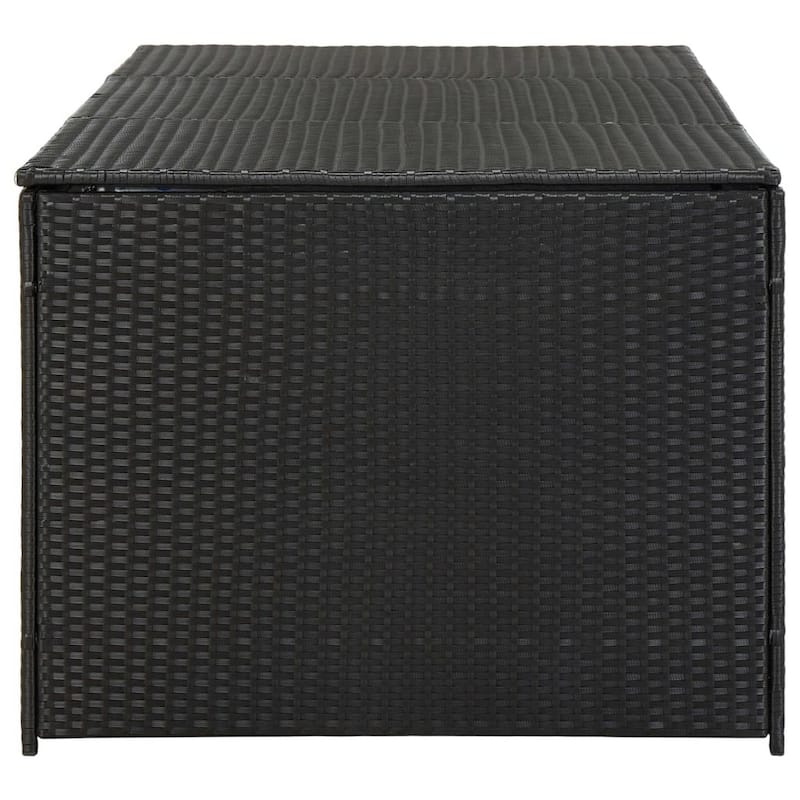 Outdoor Storage Box with Gas Lift, 71 Inch Rectangular, Black Rattan