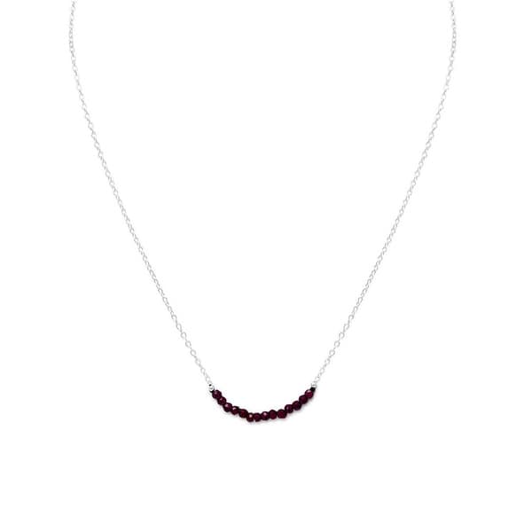slide 1 of 3, Sterling Silver Faceted Garnet Beads January Birthstone Necklace