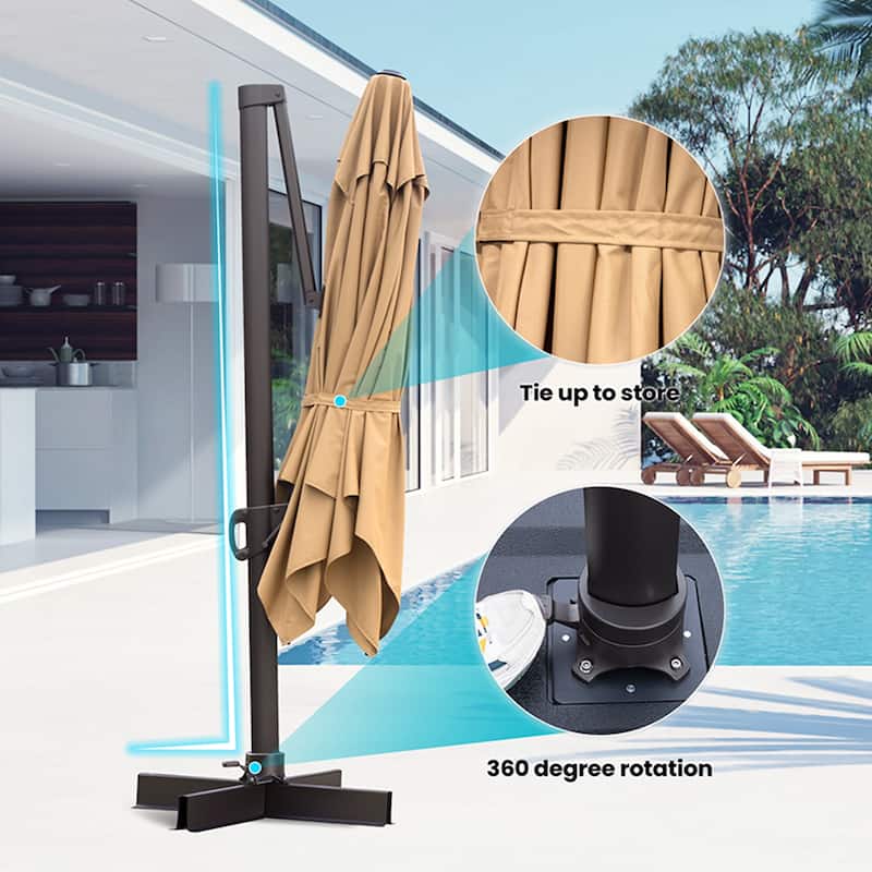 Pellebant 10x13 FT Patio Cantilever Umbrella Outdoor Offset Umbrella with No Base