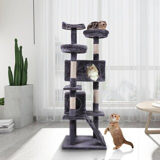 60"/52" Cat Tree Play House Tower Condo Furniture Scratch Post Toy Bed Pet Kitty 